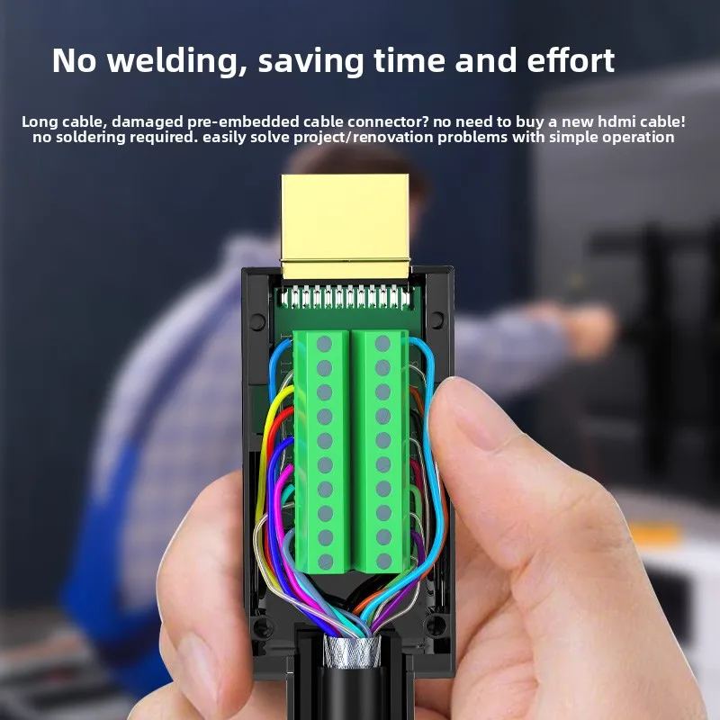 HDMI Connector Solderless 2.0 High-definition Wire Plug HDMI Welding Circuit Board DIY Male Terminal 4K HD Line Repair Adapter