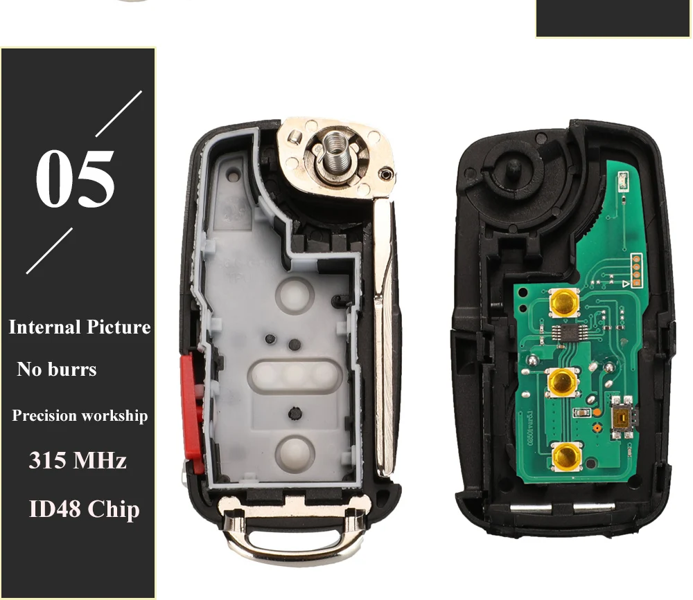 315 MHz 5K 0837202 AE/A/R Funkschlüssel für VW Jetta CADDY EOS GTI Golf Passat Tiguan Touran Beetle Transporter Multivan Caravelle – Detail 10