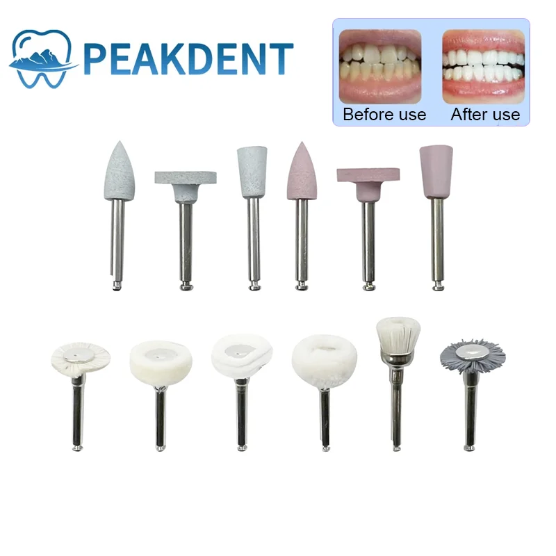 Dental 12pcs/box  Polishing Grinding Heads Dental Composite Polishing Kit for Low Speed Hanpiece Porcelain Natural Teeth