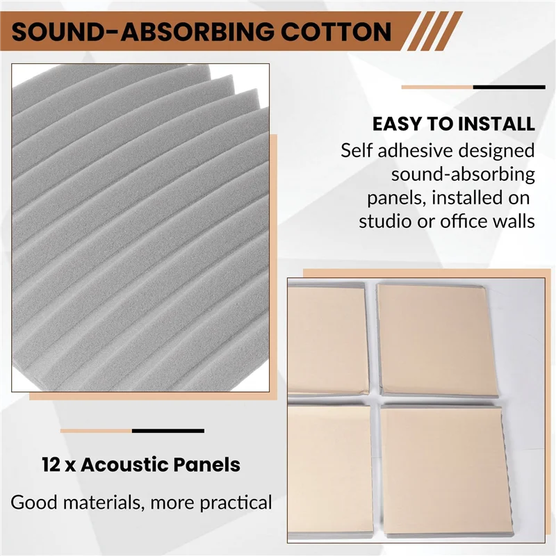 

A99I-36 Pack Self-Adhesive Acoustic Panels, Sound Proof Foam Panels, High Density Soundproofing Wall Panels For Home (Grey)