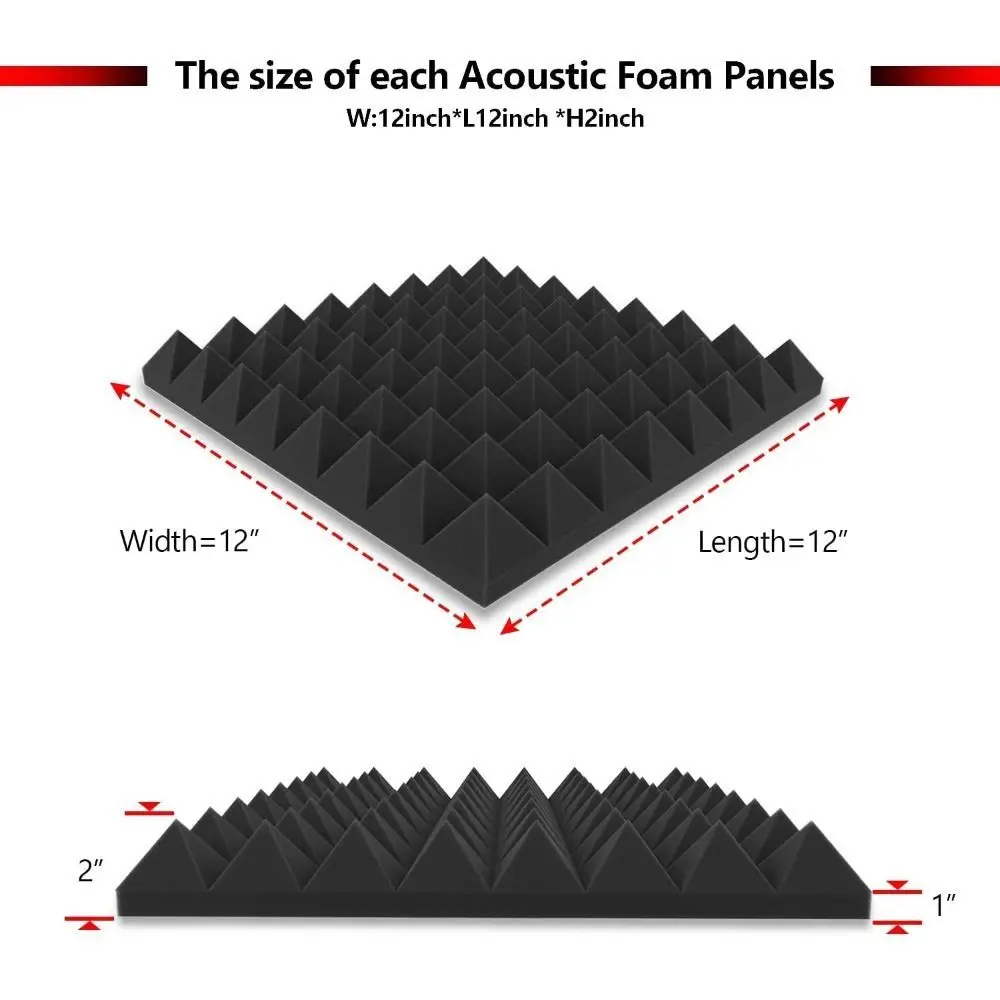 1PC Soundproofing Foam High-density Flame-retardant Pyramid Noise Sound-Absorbing Acoustic Foams Sound Treatment Panel