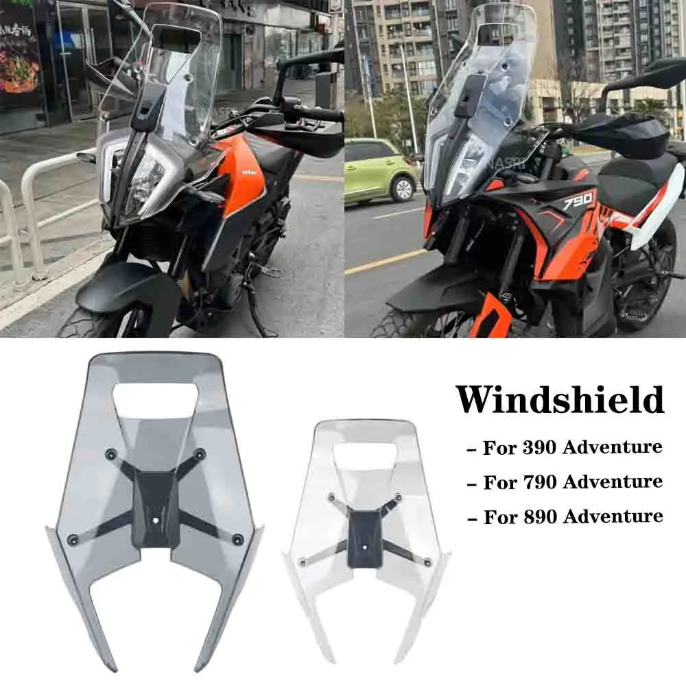 For 390 790 890 ADV Adventure 2019-2022 2020 Motorcycle Acrylic Rally Windshield Wind Deflector Screen Shield Windscreen Visor