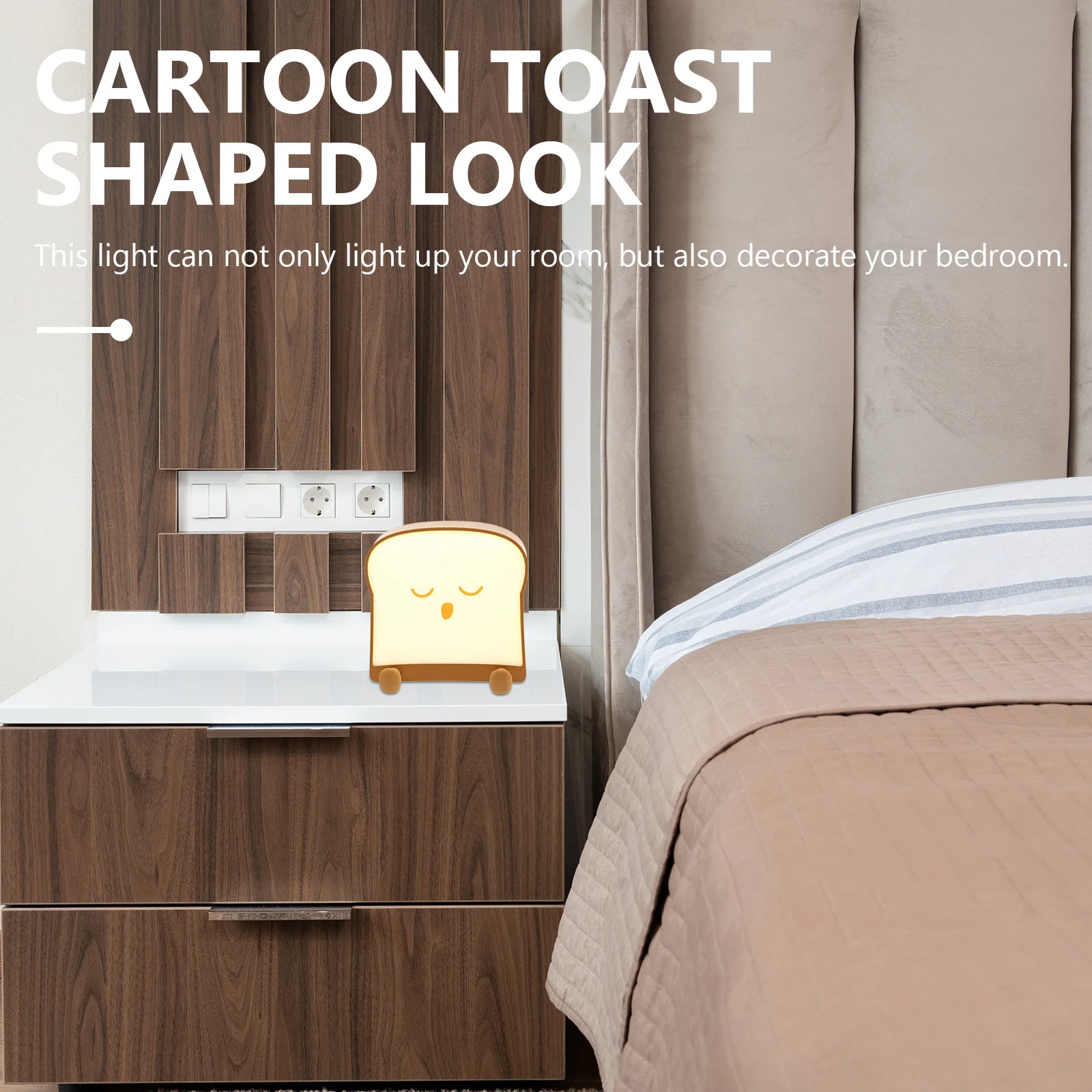 

Double-Sided Glow Usb Rechargeable Night Lamp Toast Shaped Cartoon Led Light For Kids Bedroom Nursery Bedside Decorative Lamp