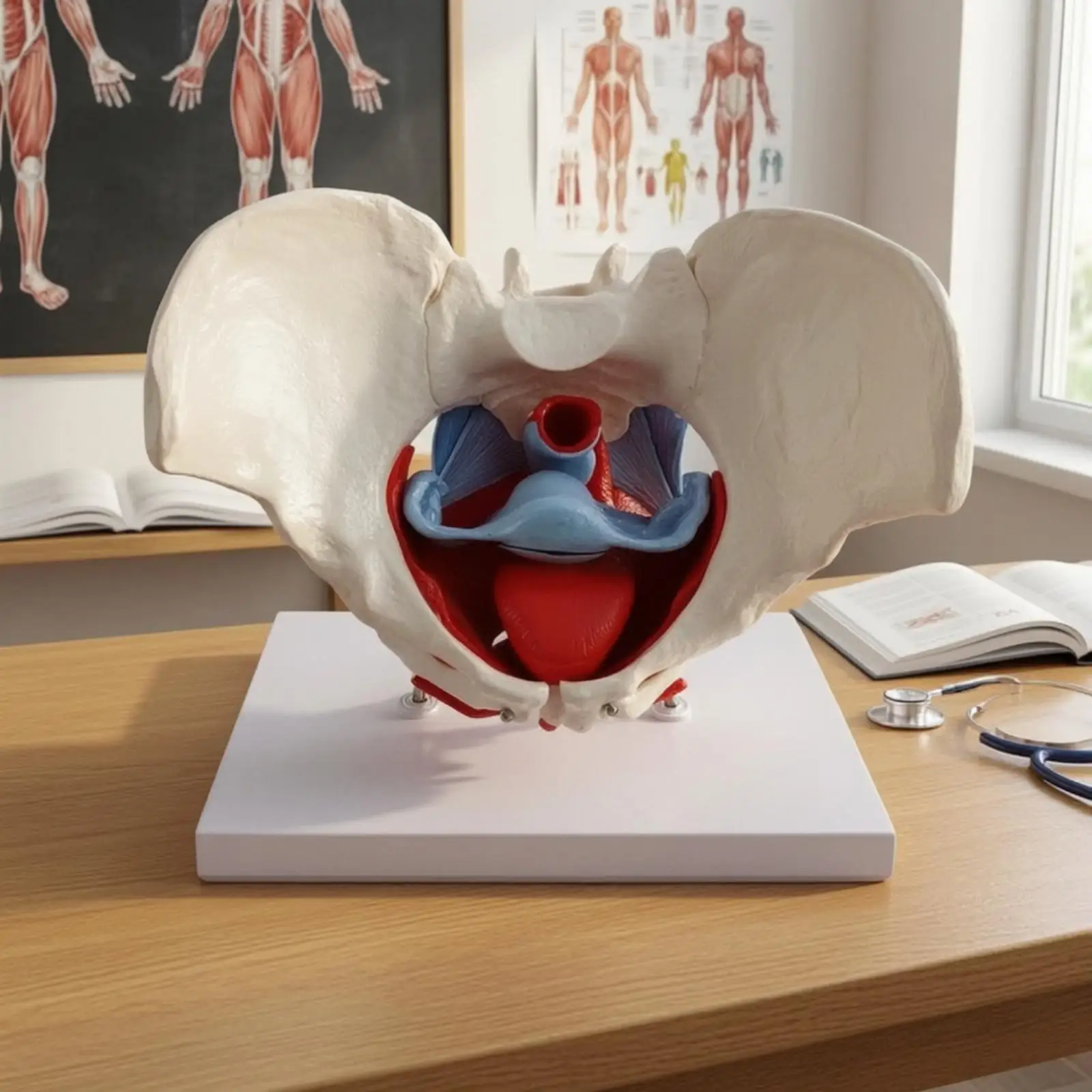 Female Pelvic Anatomy Model with Detailed Muscles for Medical Study and Patient Consultation in Gynecological Clinics