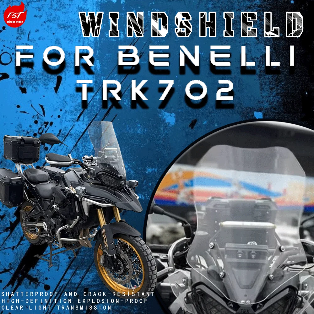 

Tall & Wide Windshield for Benelli TRK702 / 702X, Clear Unpainted Front Windscreen Rain Board