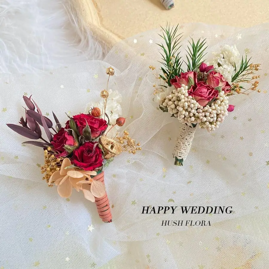 

Everlasting Dry Flower Forest System Wedding Bouquet Buttonhole Flower Groom Mother's Day Graduation Ceremony Lapel Flower