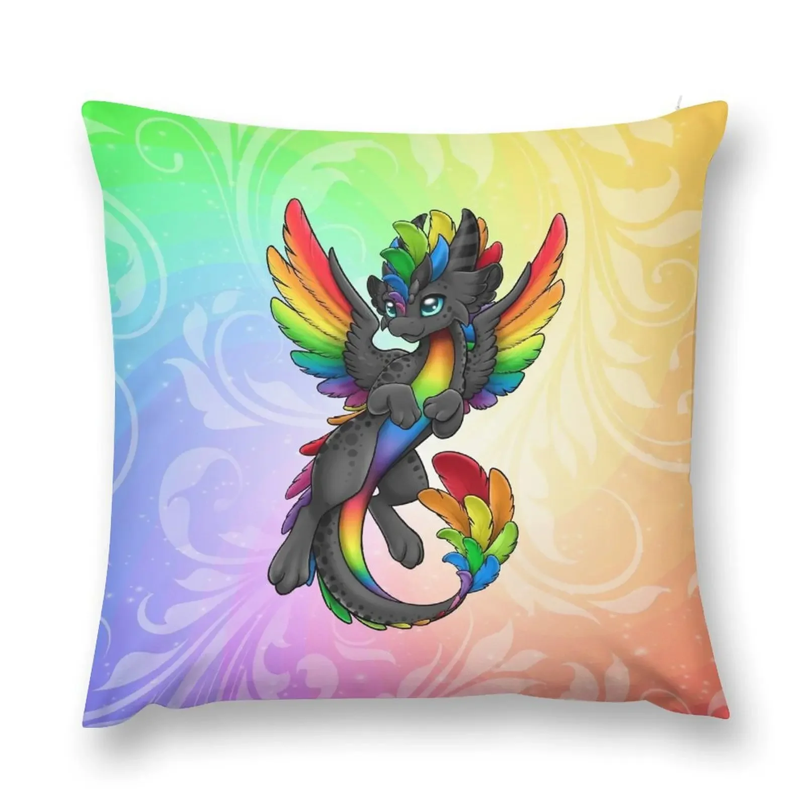 Zen 'Black Rainbow' Dragon Throw Pillow Cushion Cover For Sofa christmas decorations 2025 pillow