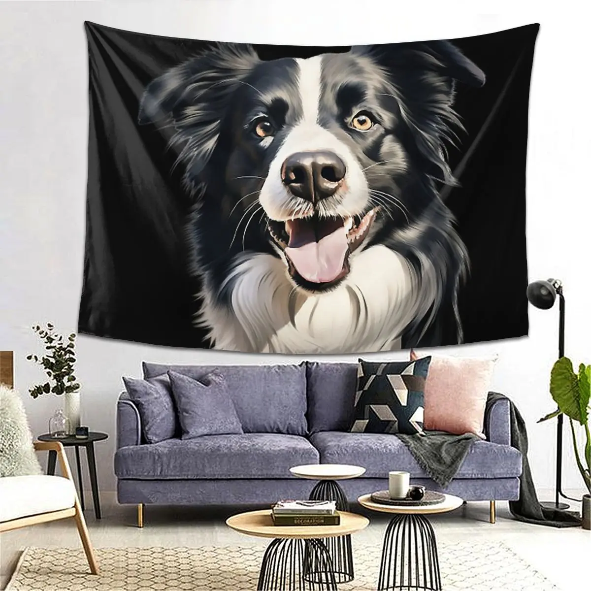 Border Collie Tapestry Decoration Art Aesthetic Tapestries for Living Room Bedroom Home Wall Cloth Wall Hanging