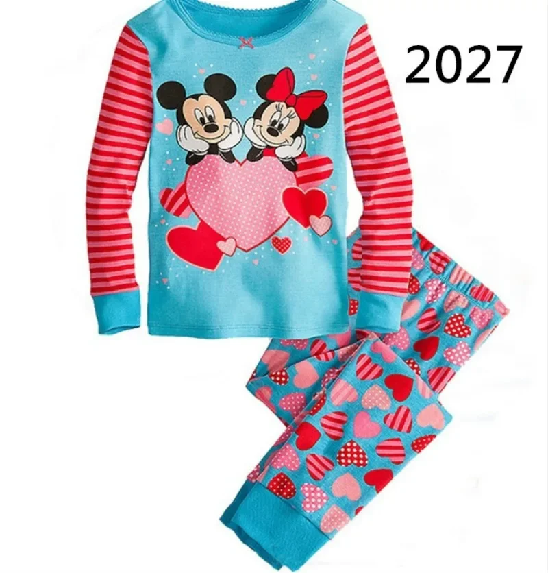 Baby Girl Pajamas Set Spring Autumn Kids Clothes Boys Cartoon Mickey Pyjamas Spiderman Frozen Sleepwear Toddler Nightwear Pants