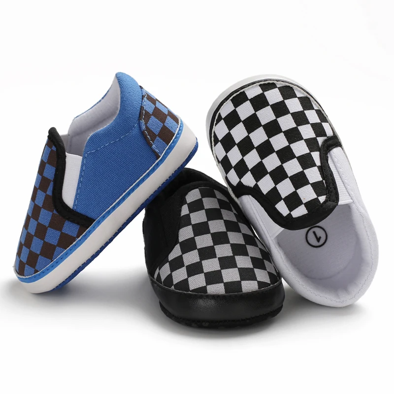 Baby Shoes Boys Girls Plaid Print Casual Canvas Soft Sole Newborn Sports First Walkers Crib Shoes Unisex