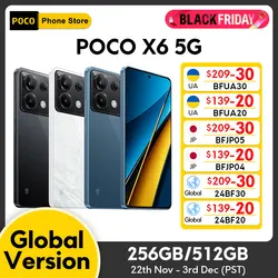 POCO X6 5G Global Version Smartphone Snapdragon 7s Gen 2 120Hz Flow AMOLED Display 64MP Camera with OIS 67W Turbo Charging NFC