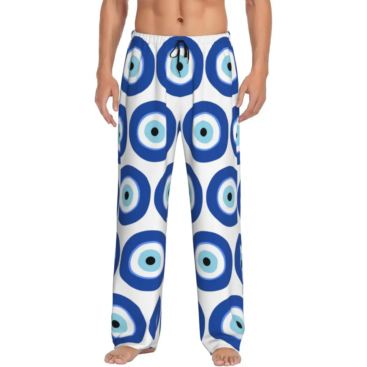 Custom Greek Turkish Evil Eye Pajama Pants Men Sleepwear Sleep Lounge Bottoms with Pockets