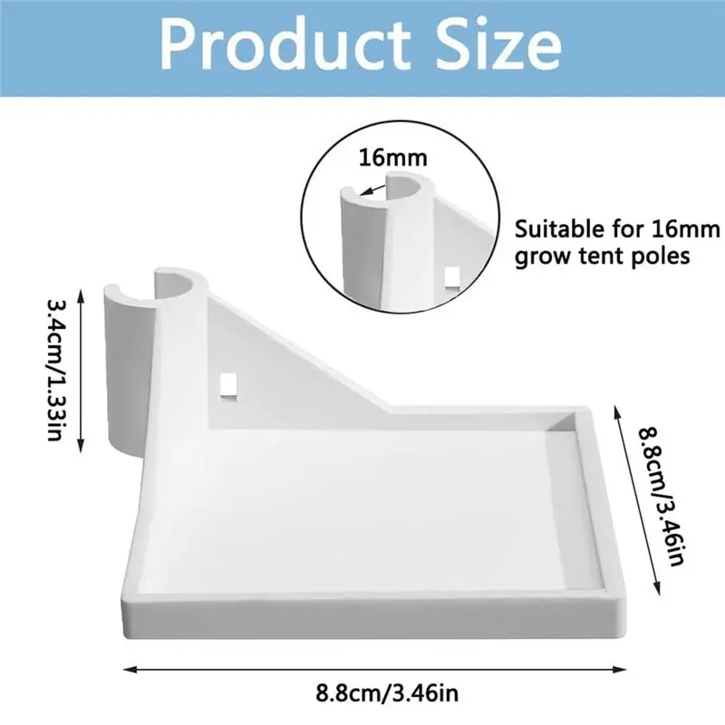PZHI 4 PCS for Grow Tent Corner Shelf, 16 mm Pole Mount Shelf for Camera Hygrometer, White, for Grow Tent Accessories, Indoor