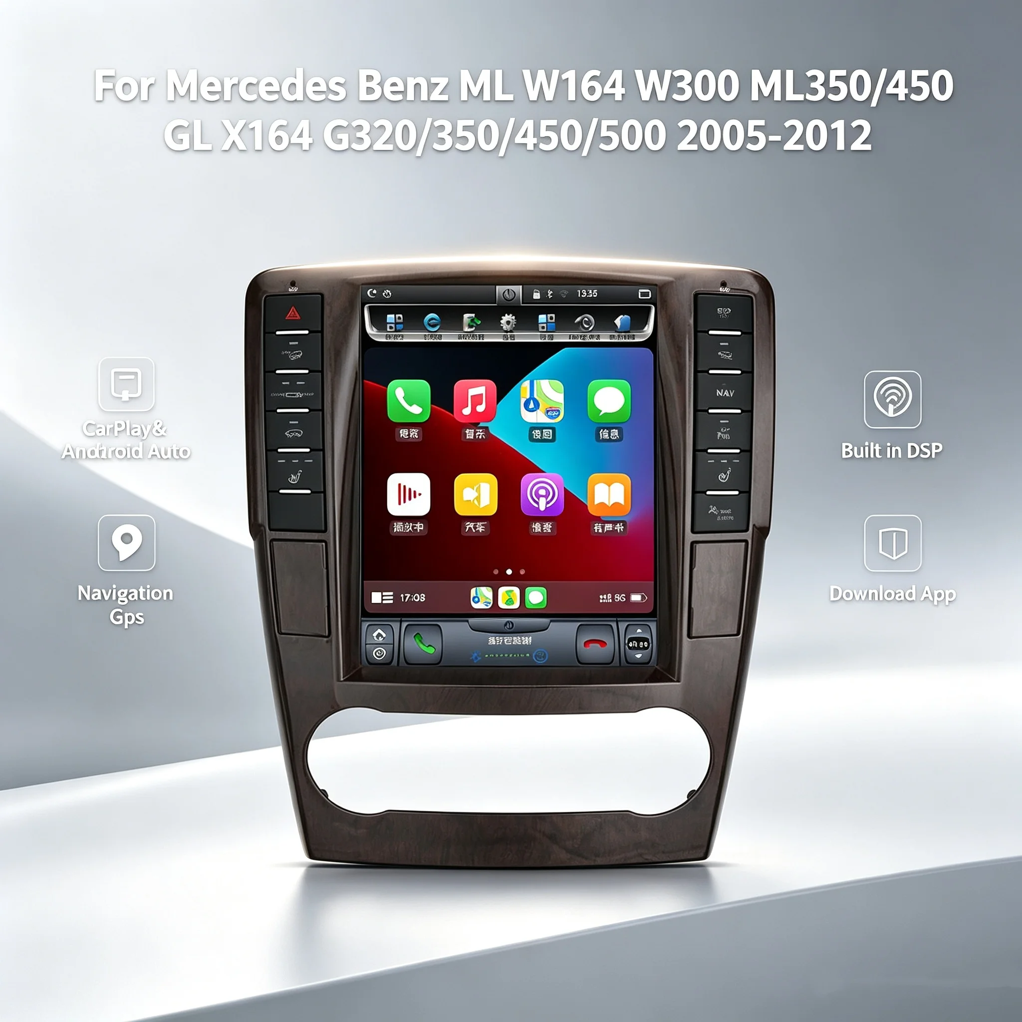 Android 14 For Mercedes-Benz GL ML W164 X164 2005-2012 Radio Carplay Design Car Media Player GPS Nav Head Unit Sound