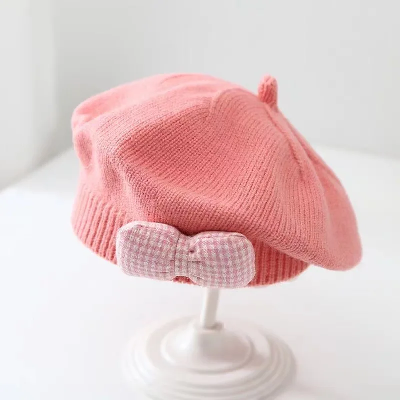 Bows Baby Girl Hat Knitted Spring Toddler Cap Kids Beret Hats for Girls Accessories Infant Beanie 1-4Y