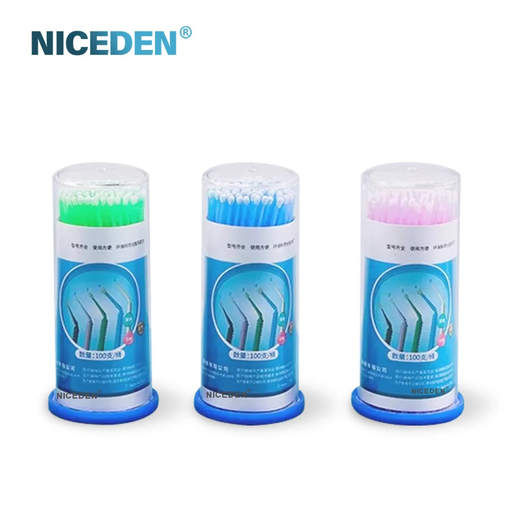 

Niceden 100 units/bottle Dental materials Dental extension tools Disposable dental microbrush applicators Microfibre tip brush