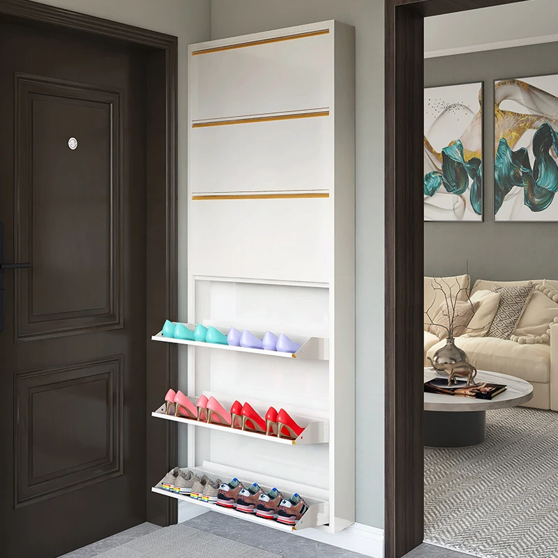 Ultra thin shoe cabinet 15cm, large capacity entrance hallway, narrow hallway cabinet integrated storage