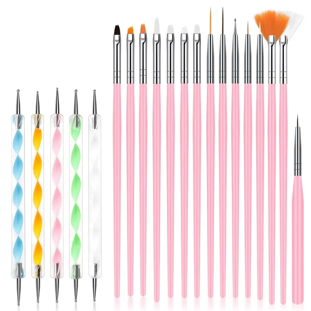 15-Piece Nail Art Kit with Brushes, Tools, Pens, and Dual-End Rhinestone Applicators for DIY Designs