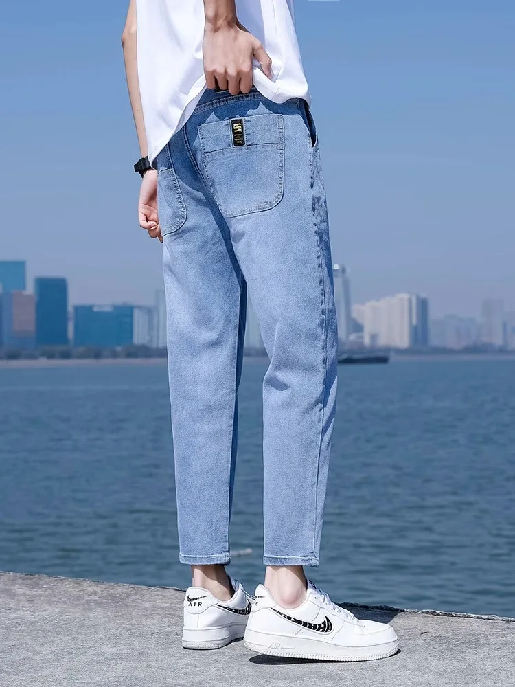 

Мужские джинсы Light Wa: повседневные, эластичные, износостойкие, прямого кроя, весна-осень, трендовые, молодежные, от известного бренда.