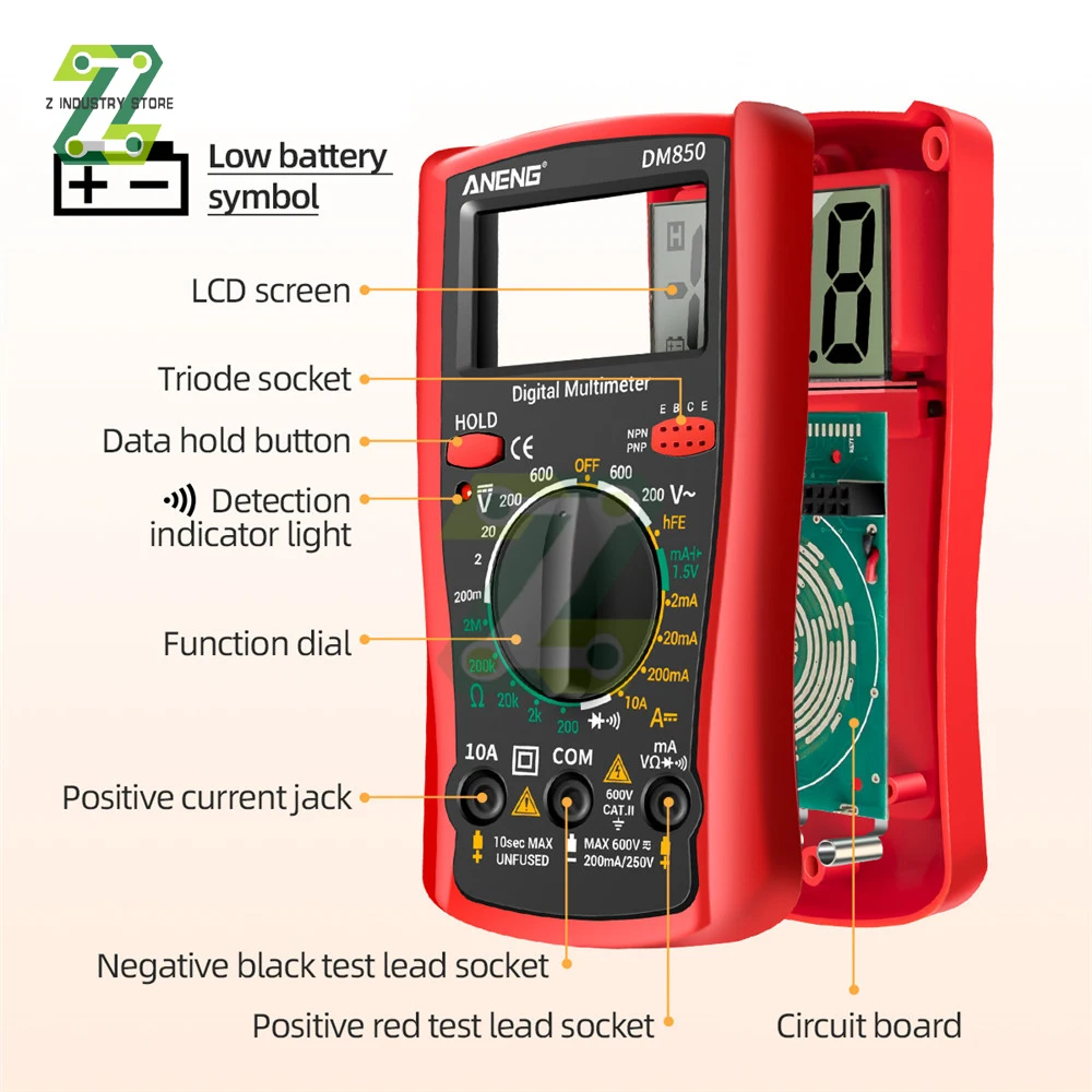 ANENG DM850 Automatic Professional Digital Multimeter 1999 Counts Auto AC/DC Votage Tester Ohm Current Ammeter Detector Tool