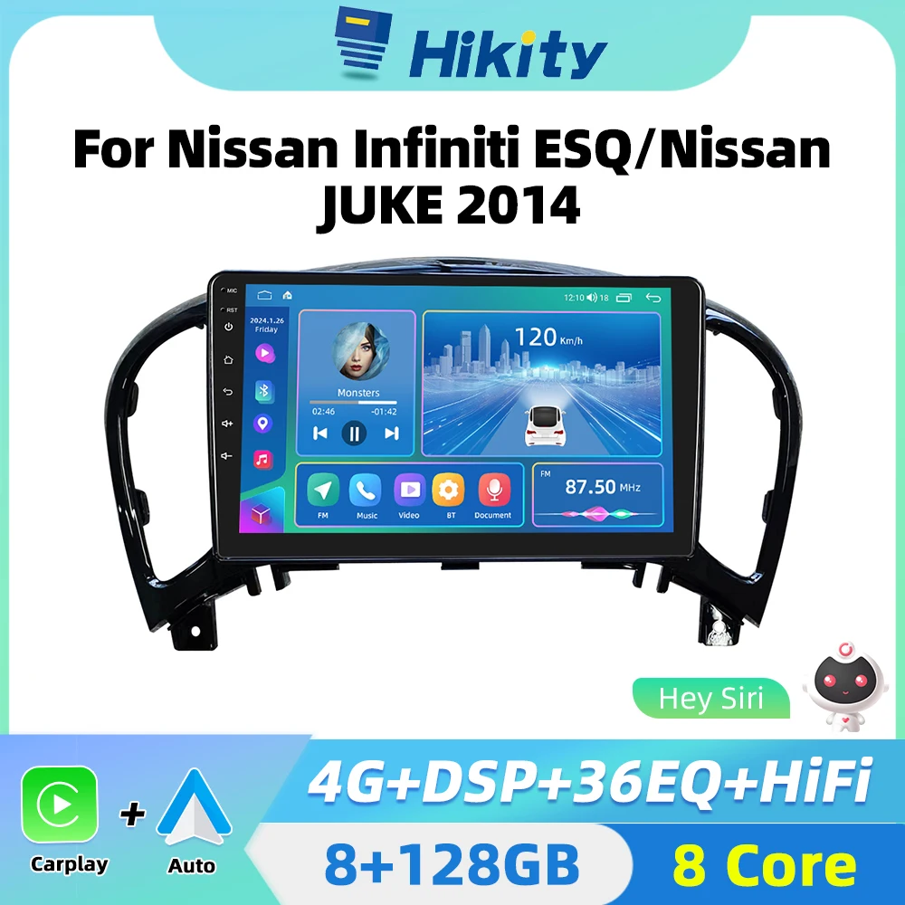 Hikity  Android 2 din Carplay Android Auto Stereo Radio for Nissan Juke YF15 2014 Nissan Infiniti ESQ Car Multimedia Player GPS