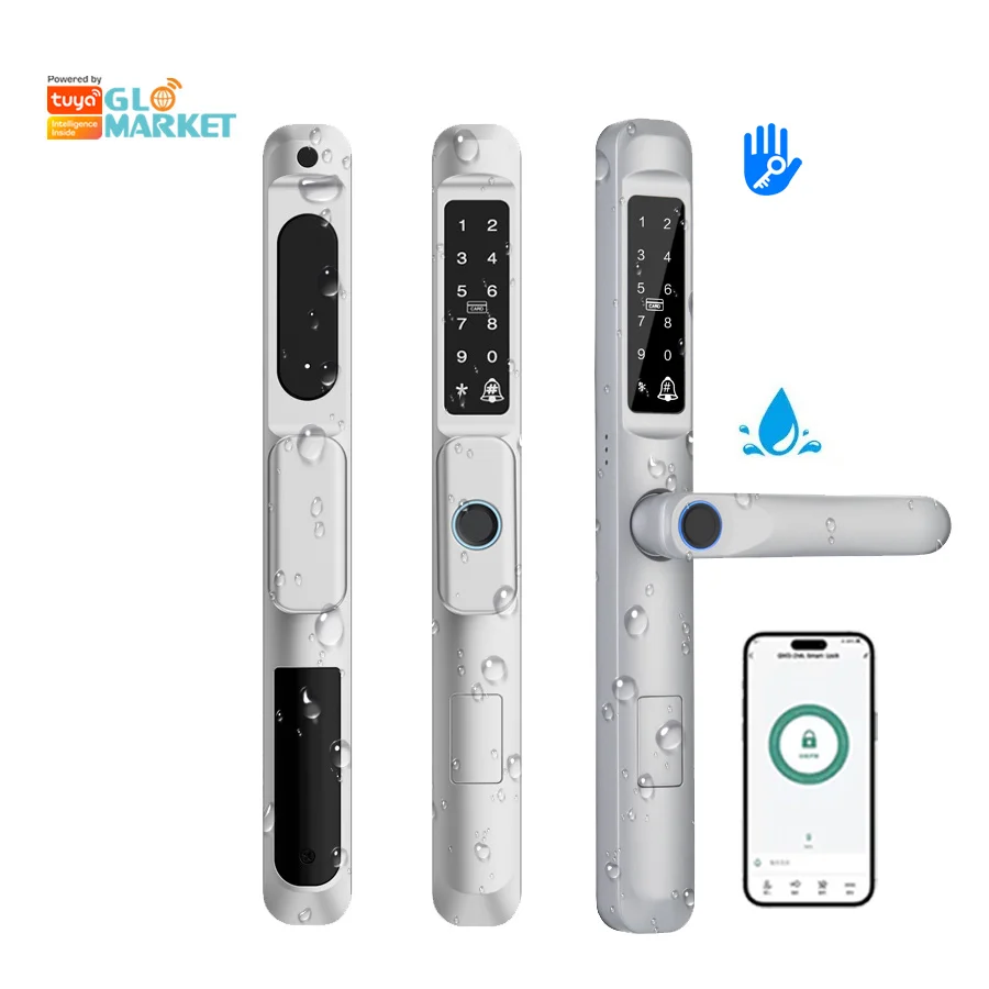 قفل باب ذكي نحيف Ttlock Cerraduras Inteligentes سبائك الألومنيوم مقاوم للماء كلمة المرور بصمة قفل ذكي رقمي #1