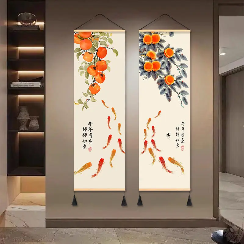 

Lucky Persimmon Tapestry Wall Hanging, Auspicious Pattern Fabric Art for Bedroom Living Room Children's Background Home Decor​