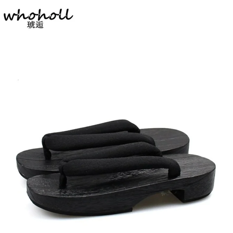 WHOHOLL-Sandalias planas de madera para mujer, zapatos japoneses tradicionales, chanclas de verano, Cosplay de Anime, Geisha Geta