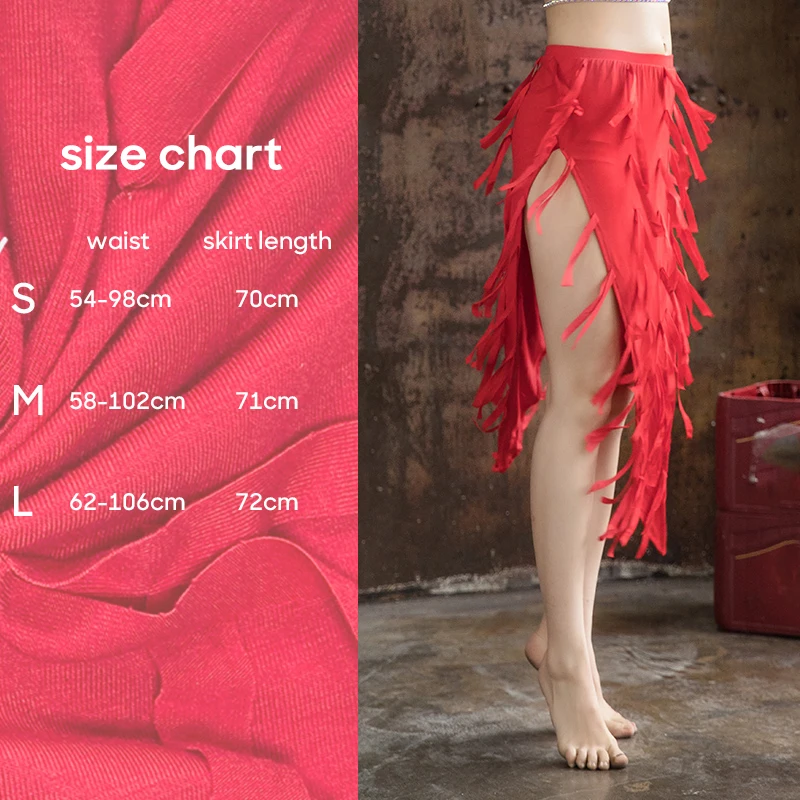 Belly Dance Sexy Skirt Double Slit Tassel Double Hight Slits for Women Summer Dance Outfit Suit Performance Accessories