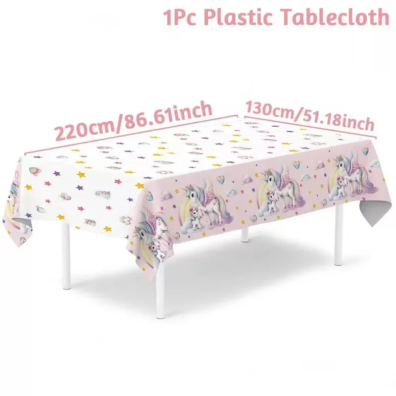 Einhorn Party Einweg Tischdecke Einhorn Geburtstag Party Dekoration Mädchen Einweg Geschirr Tischdecke Mädchen Baby Dusche – Detail 4