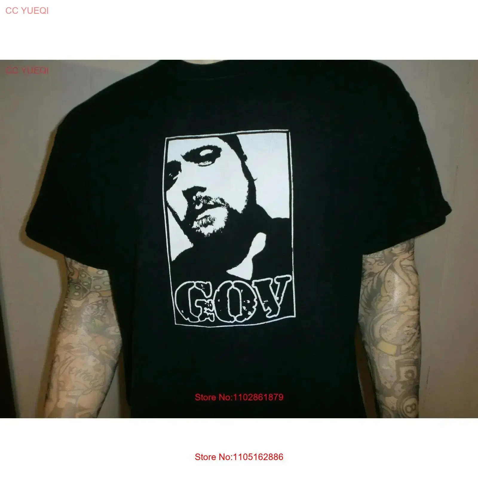 GOV تي شيرت محافظ الدعاية المشارك الفن الحفل جولة كتلة طباعة اللحية XL خمر غسلها لينة عادية مريحة متعددة الاستخدامات