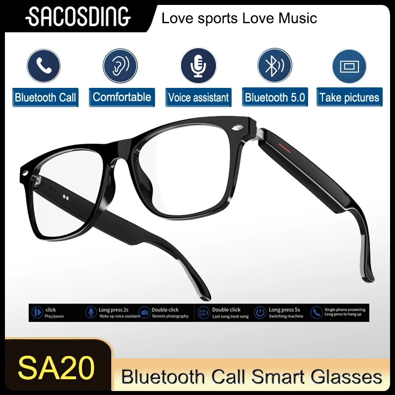 Lunettes intelligentes HD avec assistant vocal, lunettes de sport polarisées, lunettes anti-bleu, appel Bluetooth, écouter de la musique, nouveau