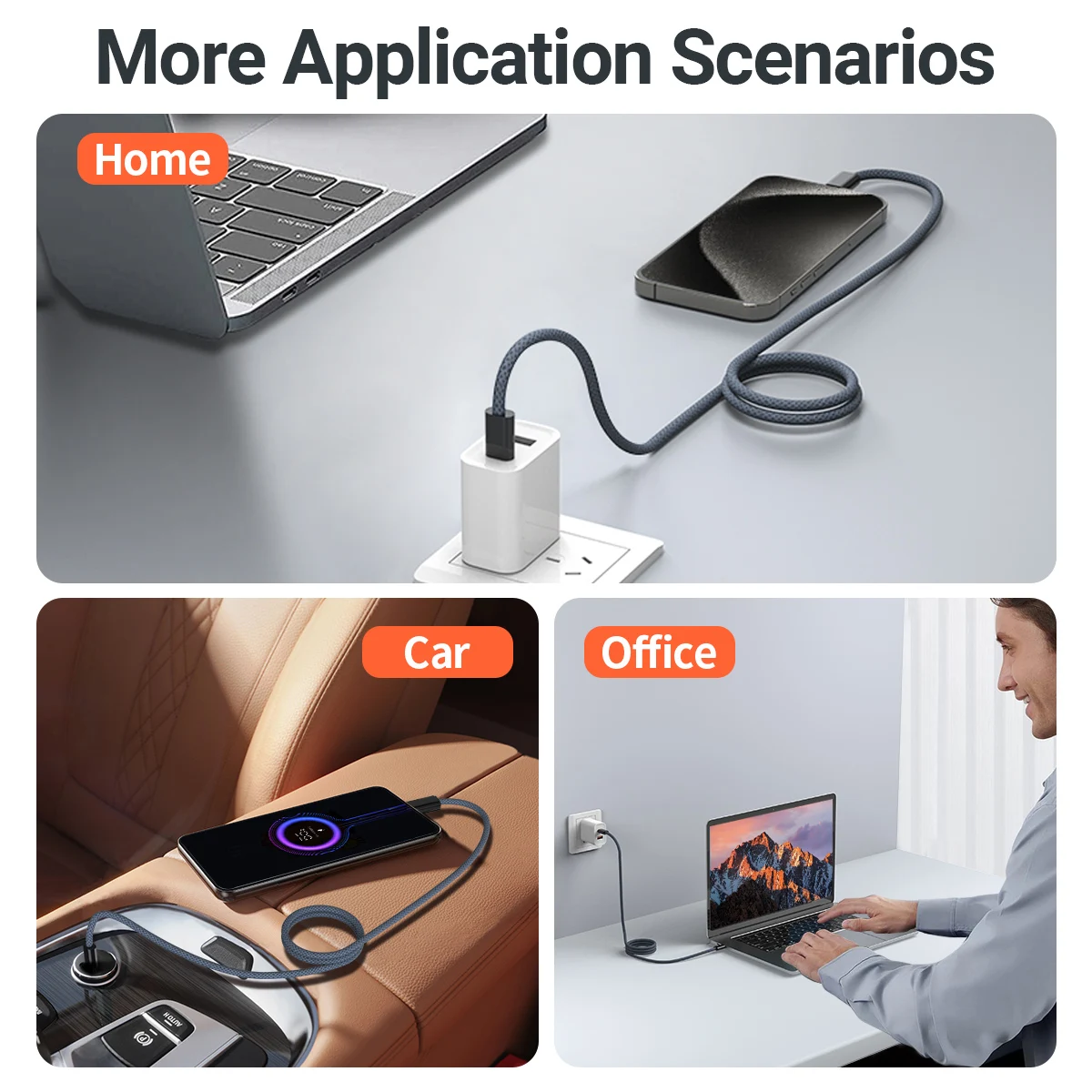 PD 100W Magnetic Suction USB C To USB C Cable 100W PD 3.1 Fast Charging Charger Nylon Braided Wire for iPhone16/15 ipad  xiaomi
