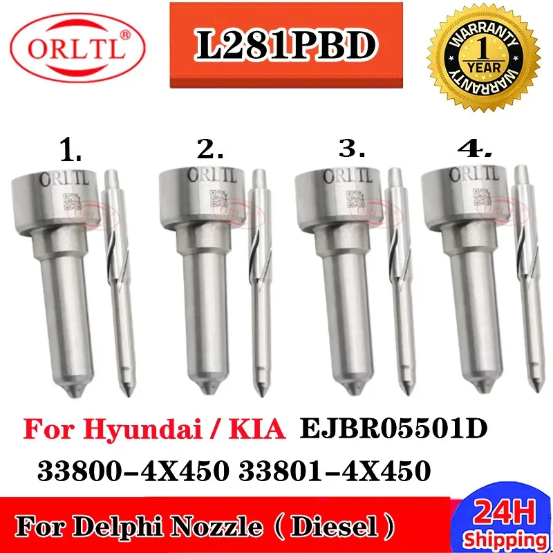 

4PCS L281PBD ORLTL Diesel Fuel Sprayer Nozzle L281PRD For Hyundai Euro 4 Injector EJBR05501D 33800-4X450 33801-4X450
