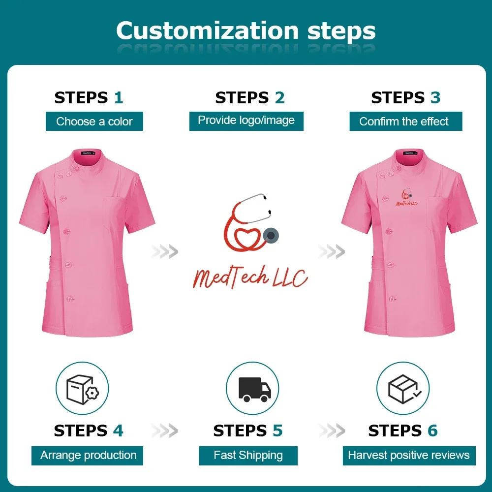 Customized Logo High Quality Scrub Medical Nurse Accessories Soft Nursing Articles Uniforms Pediatric Dental Veterinary Uniforms