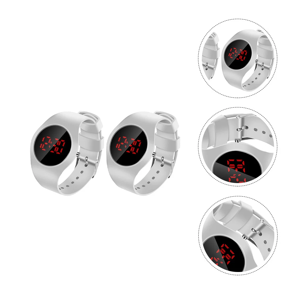 قطعتان من الساعات الإلكترونية LED وساعات المعصم الرقمية وتصميم بسيط وسهل القراءة هدية للطلاب باللون الأبيض #3