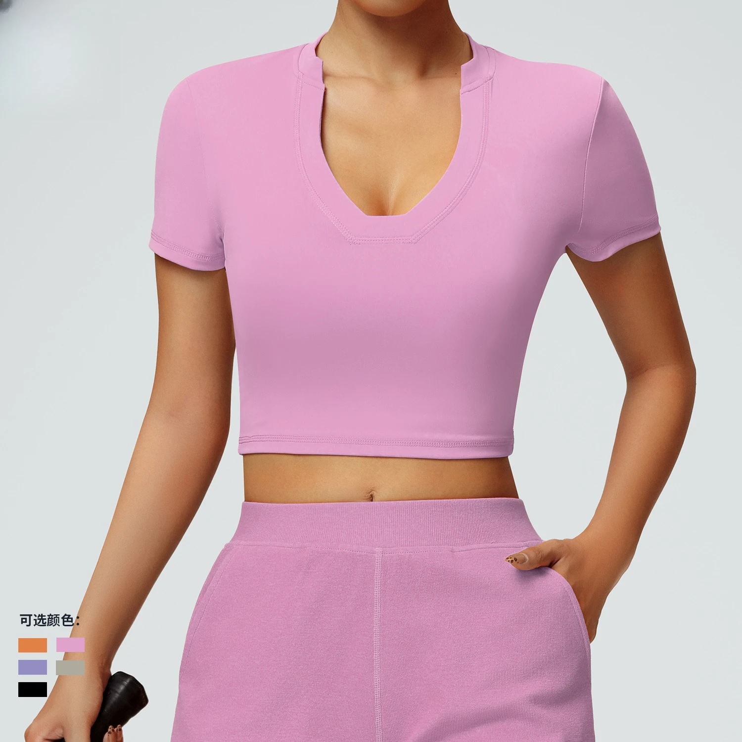 

2025 плотная футболка телесного цвета с короткими рукавами, уличная одежда для йоги, спортивные топы на открытом воздухе, тонкая эластичная тренировочная одежда для фитнеса