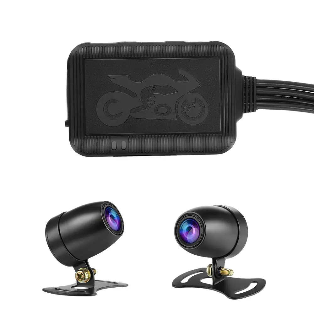 Motorcycle Dashcam DVR 1080P 120 Degree Dual Wide Angle Waterproof Camera Video Recorder with 24H Parking Monitor G-Sensor