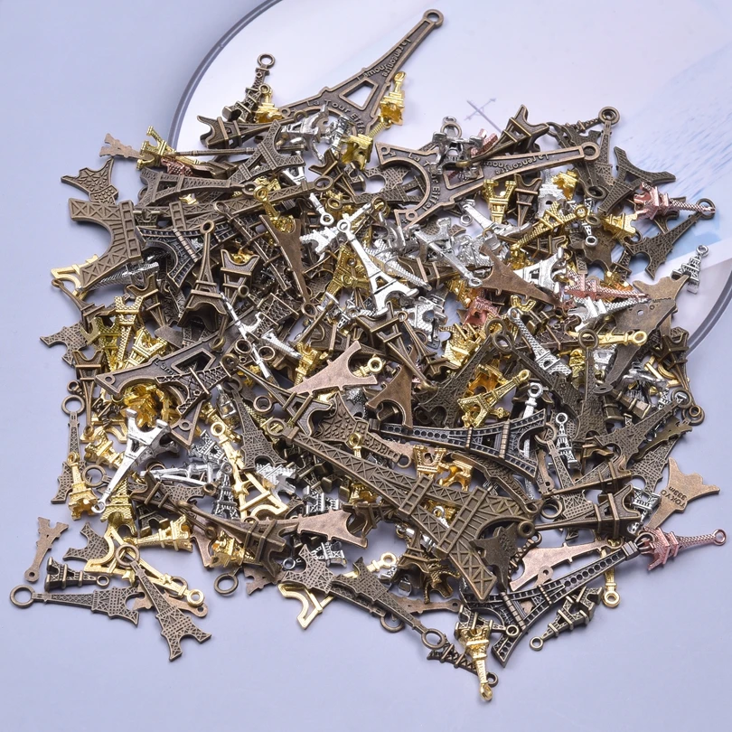20/30 sztuk losowe Charms Pack Retro wieża eiffla Colgantes wisiorek dla znalezienie biżuteria Diy mężczyźni brelok Ornament akcesoria luzem