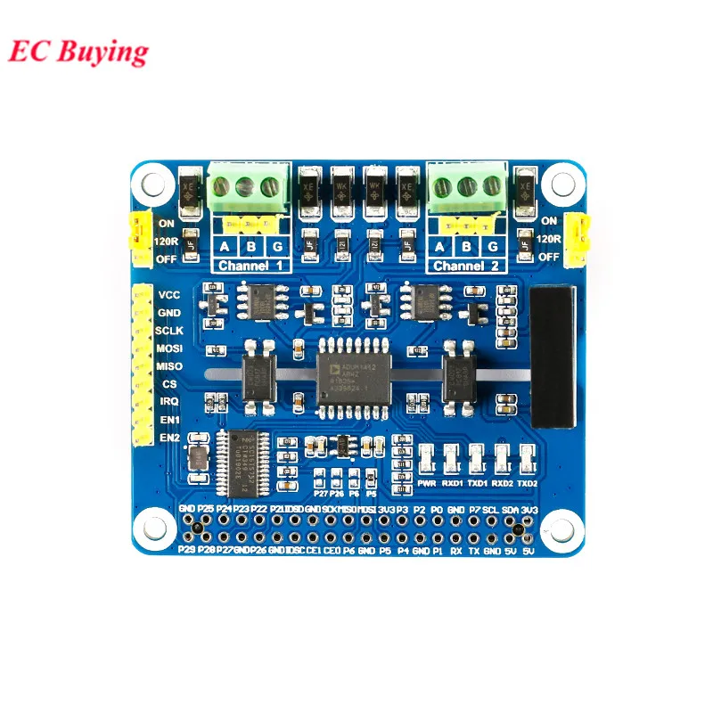 2-CH RS485 HAT 2 Channel Isolated Expansion Board Module SC16IS752 SP3485 Multi Onboard Protection Circuits for Raspberry Pi 4