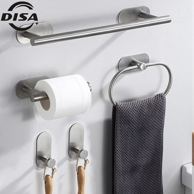 Bathroom Accessories Set Wall-mounted Towel Bar Toilet Paper Rack Stainless Steel Matte Black Bathroom Hardware Set