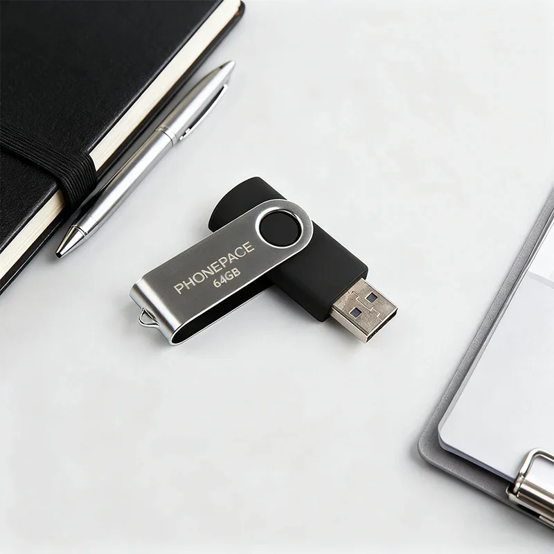 PHONEPACE Draaibare USB-flashdrive Snelle USB 2.0-interface Materiaal van aluminiumlegering Duurzaam Langdurig Brede compatibiliteit