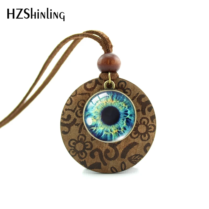 2023 New Dragon Cat Charms Glass Cabochon Necklace Pendants Boho Long Rope Sweater Necklaces With Wood Pendant