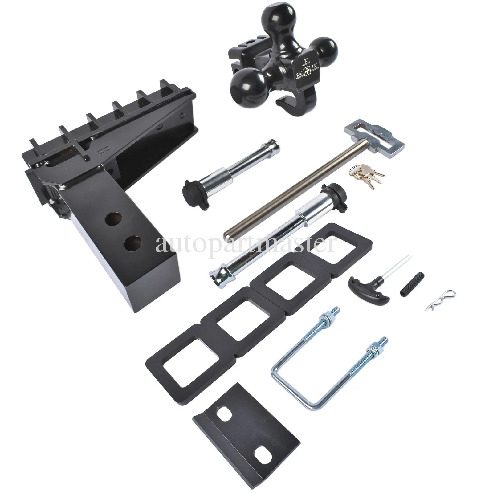 AP03 Trailer Hitch with Hook,Drop Hitch,Fits 2.5-Inch Receiver, 6 Inch Drop Hitch, 18500 LBS GTW-Class 3 Tow Hitch Black