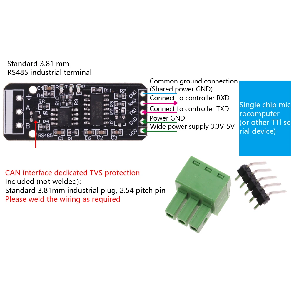 RS232 RS485 CAN to TTL communication module Serial port module CAN module