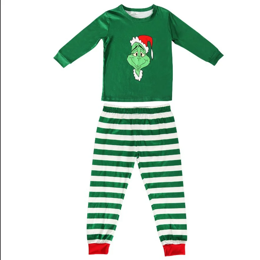 Xmas Matching Family Pajamas Elf Set 2025 Xmas Green Cotton Print Pjs Adult Child Clothing Outfit set Baby Jumpsuit+Dog Clothes