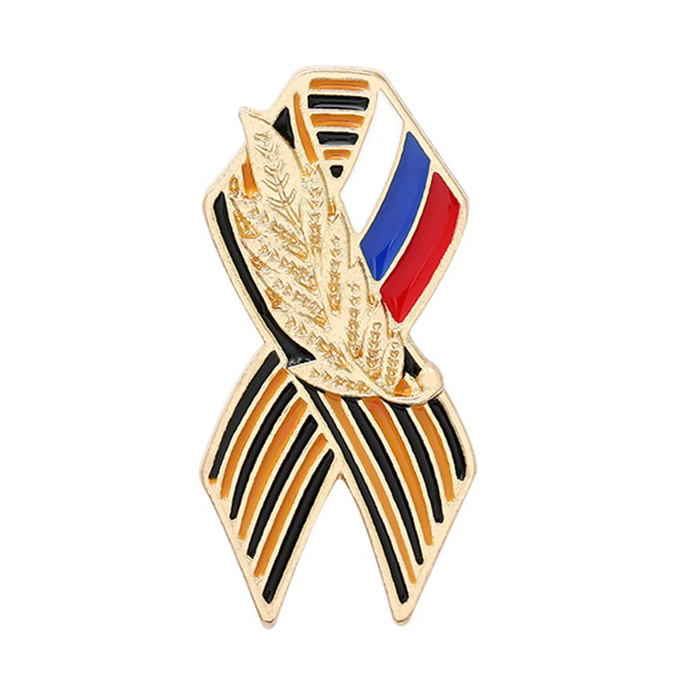 1PCS St. George Ribbon Badge with Russian Flag Ribbon Of Saint George Victory Day Pin Brooches Festive Brooch Memory Symbol Pins