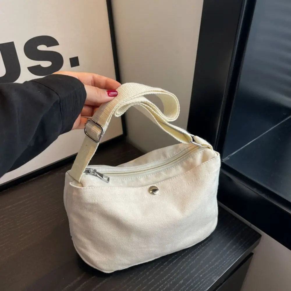 

Solid Color Ladies Fashion Shoulder Bag Korean Style Large Capacity Canvas Crossbody Bag Phone Pocket Messenger Bag