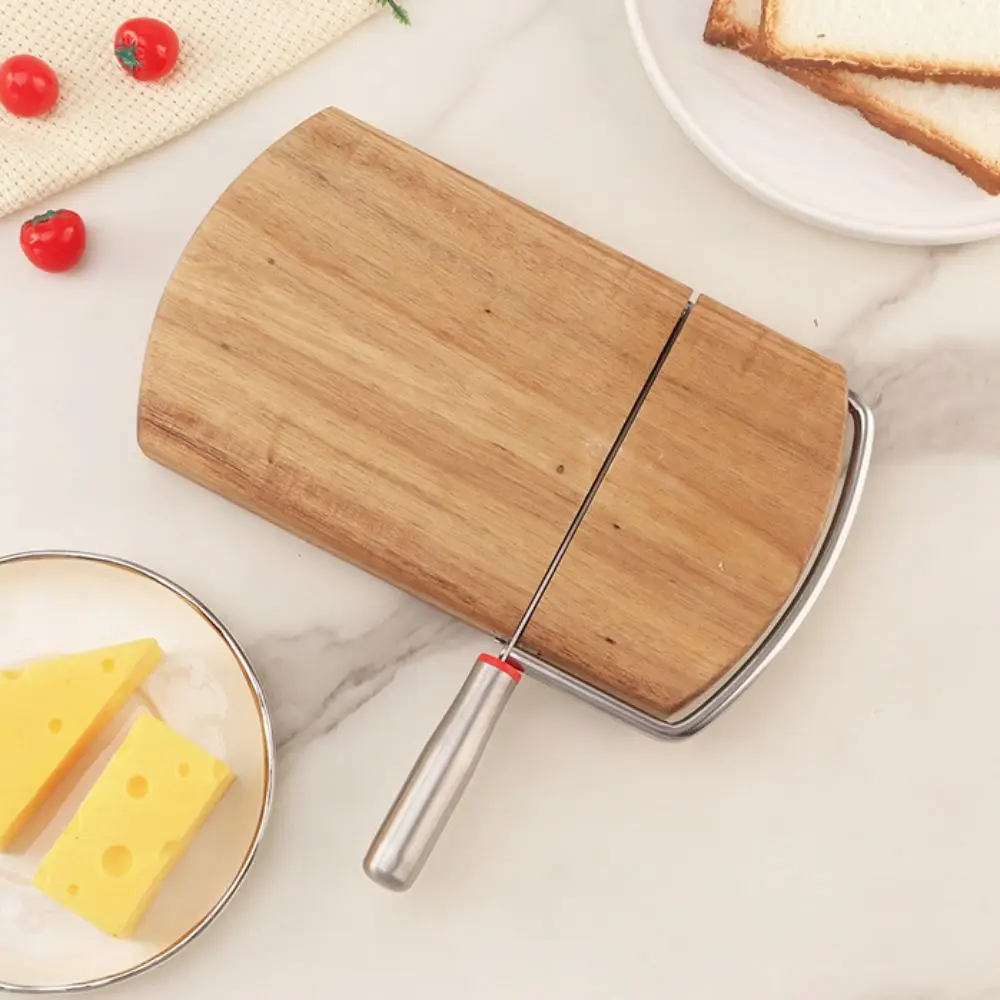 

Manual Acacia Wood Cheese Slicer Non-slip Effortless Cheese Cutter Board Professional Stainless Steel Handle Ham Cutter Bread