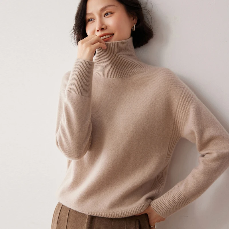 

Autumn and Winter New 100% Cashmere Sweater Women's Large Solid Color Casual Versatile Temperament Fashion Sweater